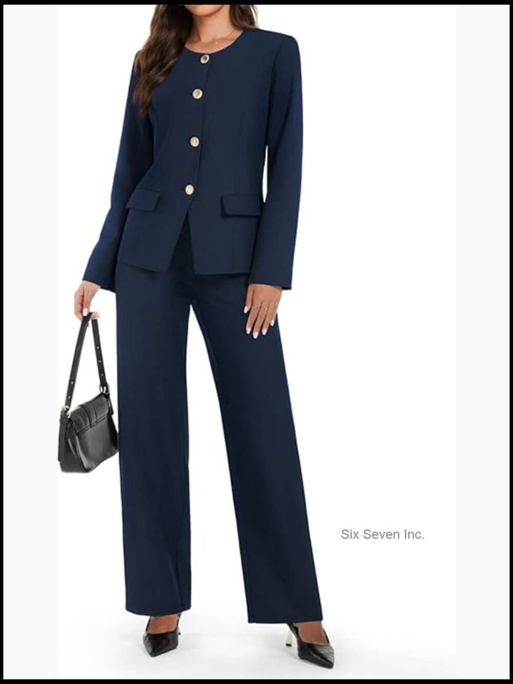 Women's 2 Piece Business Casual Outfits Blazer & Wide Leg Pants Suit Set